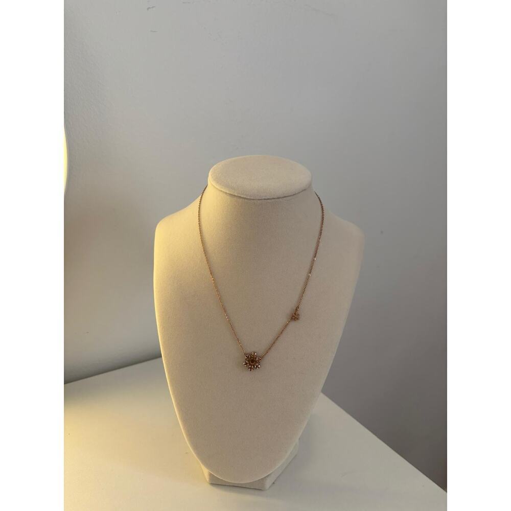 Gold Snowflake Necklace Stainless Steel Minimal Winter Charm Gift - Picture 2 of 6